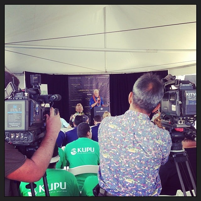 Mayor Kirk Caldwell makes remarks on the new #WardVillageFoundation at today’s press conference. #community #wardvillage #hawaii