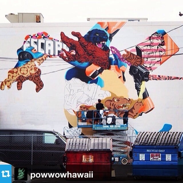 @PowWowHawaii might be over, but you can still explore the murals throughout Kakaako, including a few in Ward Village. This mural by @TristanEaton in #WardVillage is a rendition of the classic film, “Attack of the 50 ft. Woman,” but in his unique style. #POWWOWHAWAII