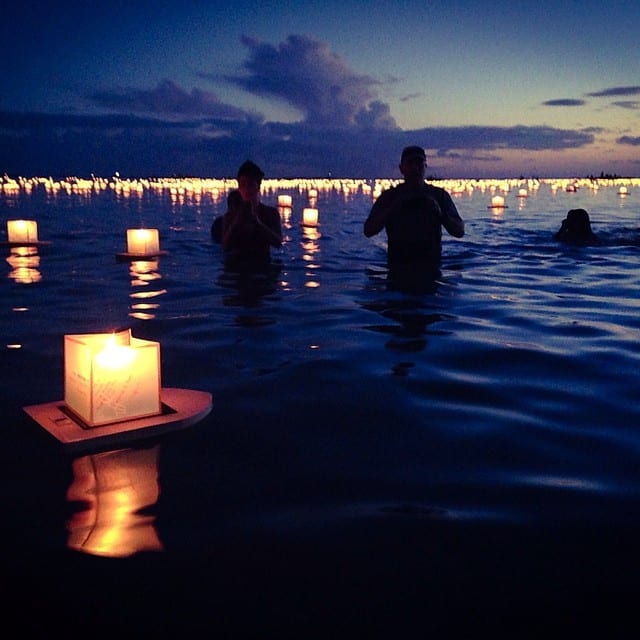 Thousands of lanterns floating off into the ocean at Ala Moana Beach, right across from #wardvillage! #nofilter #onlyinhawaii