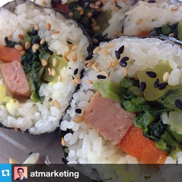 Kimbab sushi at the #koreanfestival! Experience Korean culture through food, music, art and more today at Magic Island just across the street from #WardVillage! #regram @atmarketing