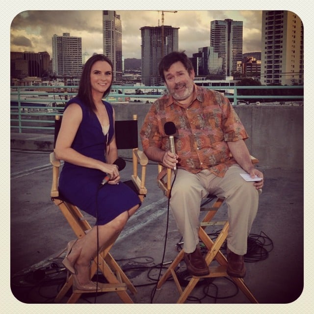 Thanks to Howard Dicus @hawaiinewsnow for interviewing us this morning. Here he is with @wardvillage senior marketing manager Katie Ka‘anapu. #wardvillage