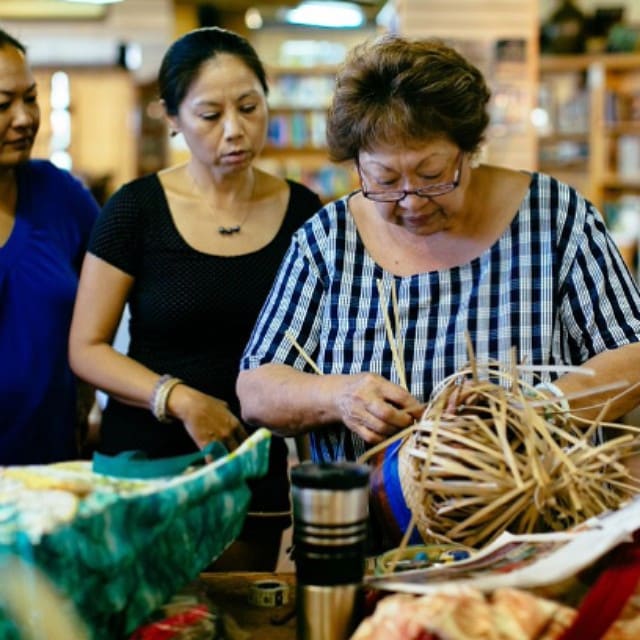 Learn lauhala weaving with Aunty Lorna @ Native Books/Na Mea Hawaii at Ward Village. Tuesdays and Wednesdays, 10 a.m. to 1 p.m. #livinghistory #wardvillage