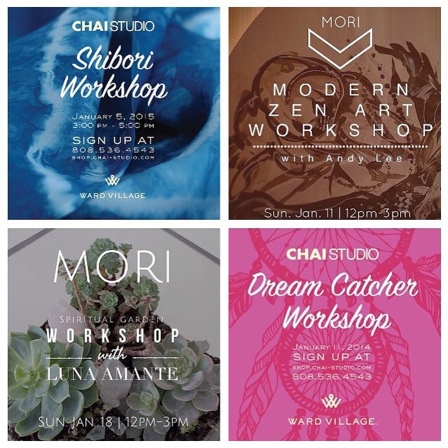 If you enjoyed yoga last week, you may want to check out the awesome workshops we have coming up this month. Whether you’re into art, plants, clothes, dreams or all four, @CHAIstudio and @mori_hawaii have got you covered.