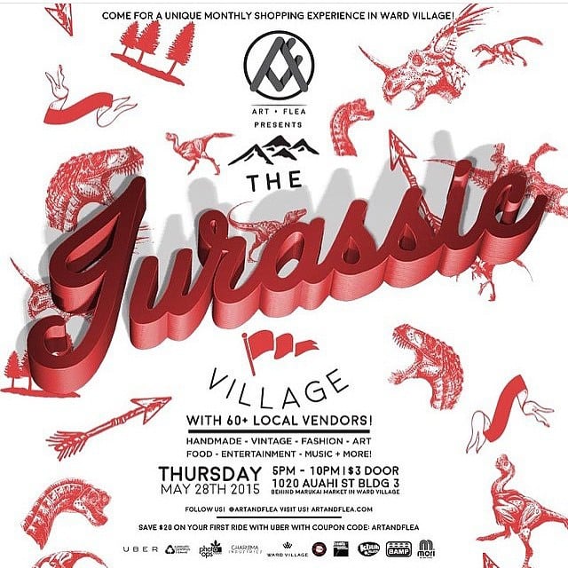Jurassic village is happening TONIGHT from 5-10pm at @artandflea! #weareward