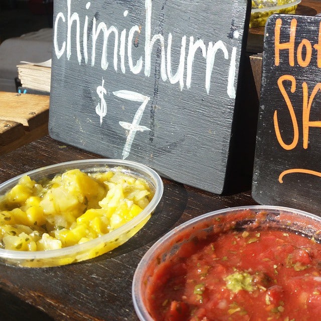 Pesto, Chimichurri & salsa from @hifreshfarms at today’s farmer’s market. #eatlocal #WeAreWard