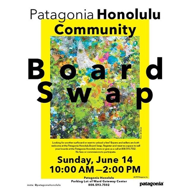 Just in time for summer! Save the date for @patagoniahonolulu’s board swap on Sunday, June 14th from 10:00 – 2:00PM in the Ward Gateway Center Parking Lot. #WeAreWard #patagoniahonolulu #surfhawaii