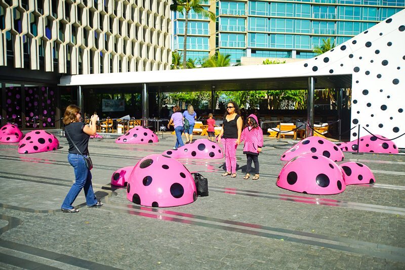Can’t believe it’s here! Tomorrow is the last day to catch #YayoiKusama’s Footprints of Life Installation in the courtyard & enter our #MyKusamaLV contest! #weareward #wardvillage #kakaako #honolulubiennial #honolulu #alohakusama