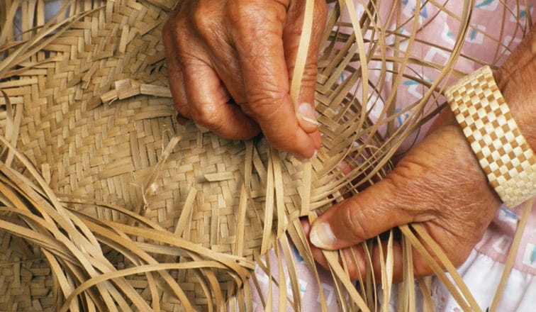 Handmaking a craft with natural materials