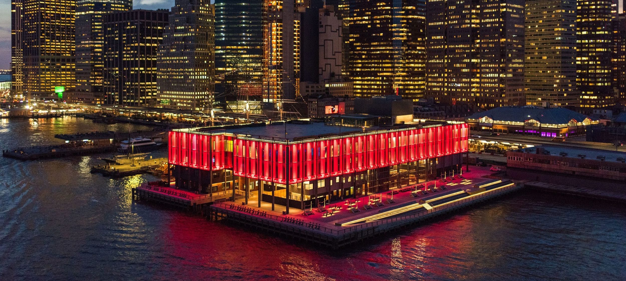 Helicopter view of Pier 17