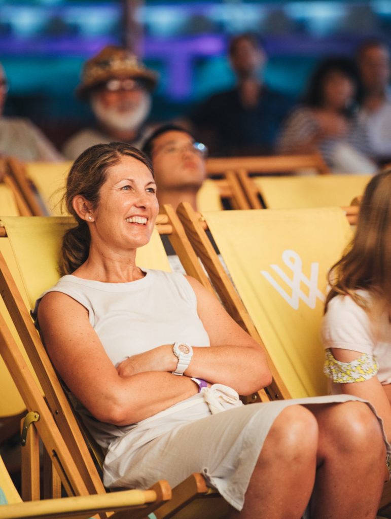 Woman enjoying movie night in the park