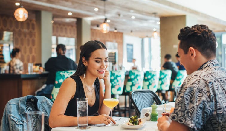 Couple dining at restaurant