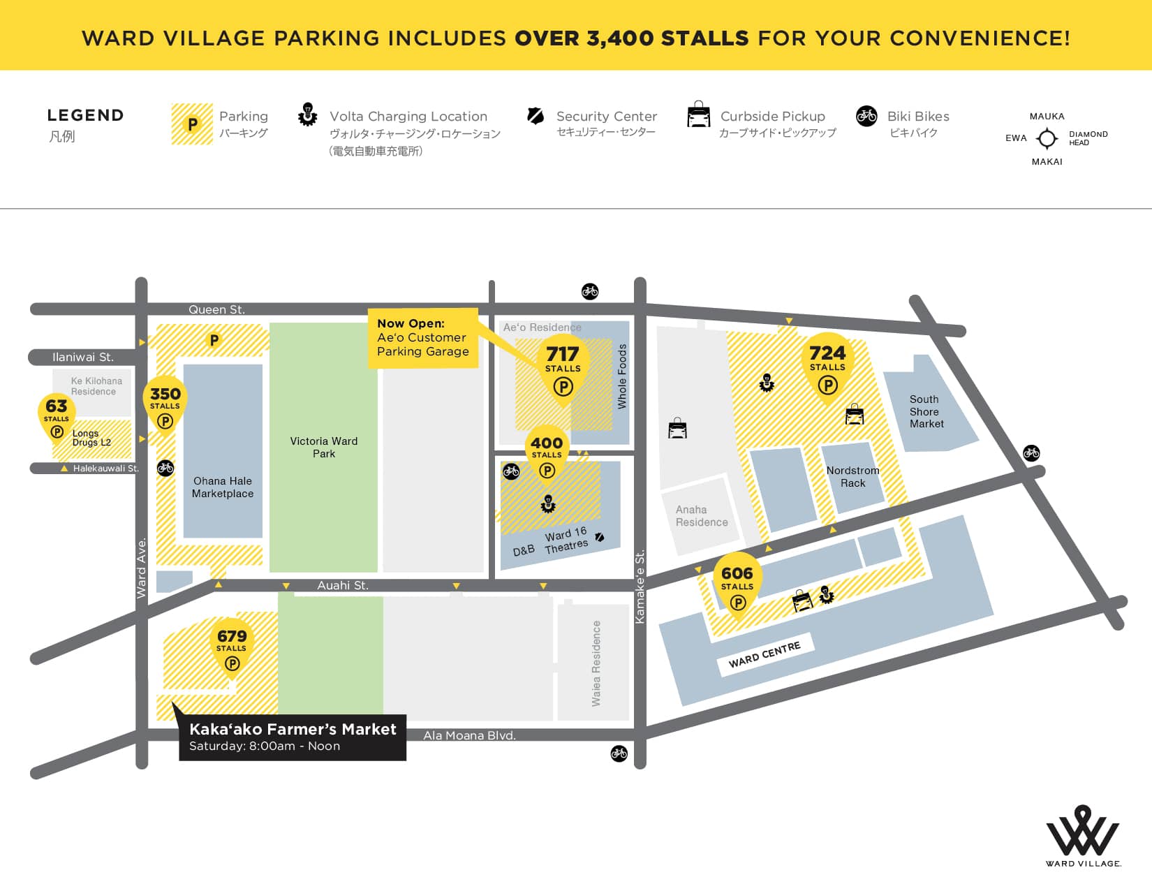 Ward Village parking map