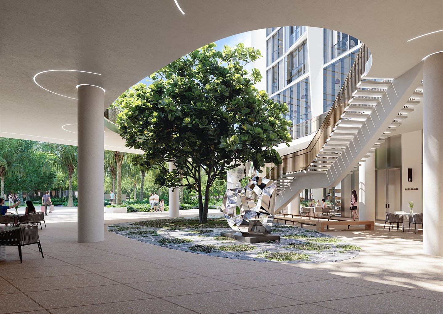 At Kōʻula, thoughtfully designed spaces seamlessly flow from indoor to outdoor, evoking the organic shapes, repeating patterns, and rich textures of the breathtaking backdrop that is Hawaiʻi. This is urban island living.