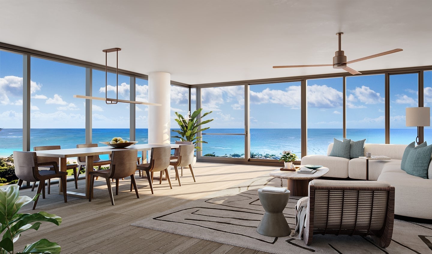 At The Park Ward Village, floor-to-ceiling windows let the beauty of the island into your home. Here, the relationship between the building and the environment has been carefully designed, embracing and creating harmony between interior spaces and outdoor scenes.