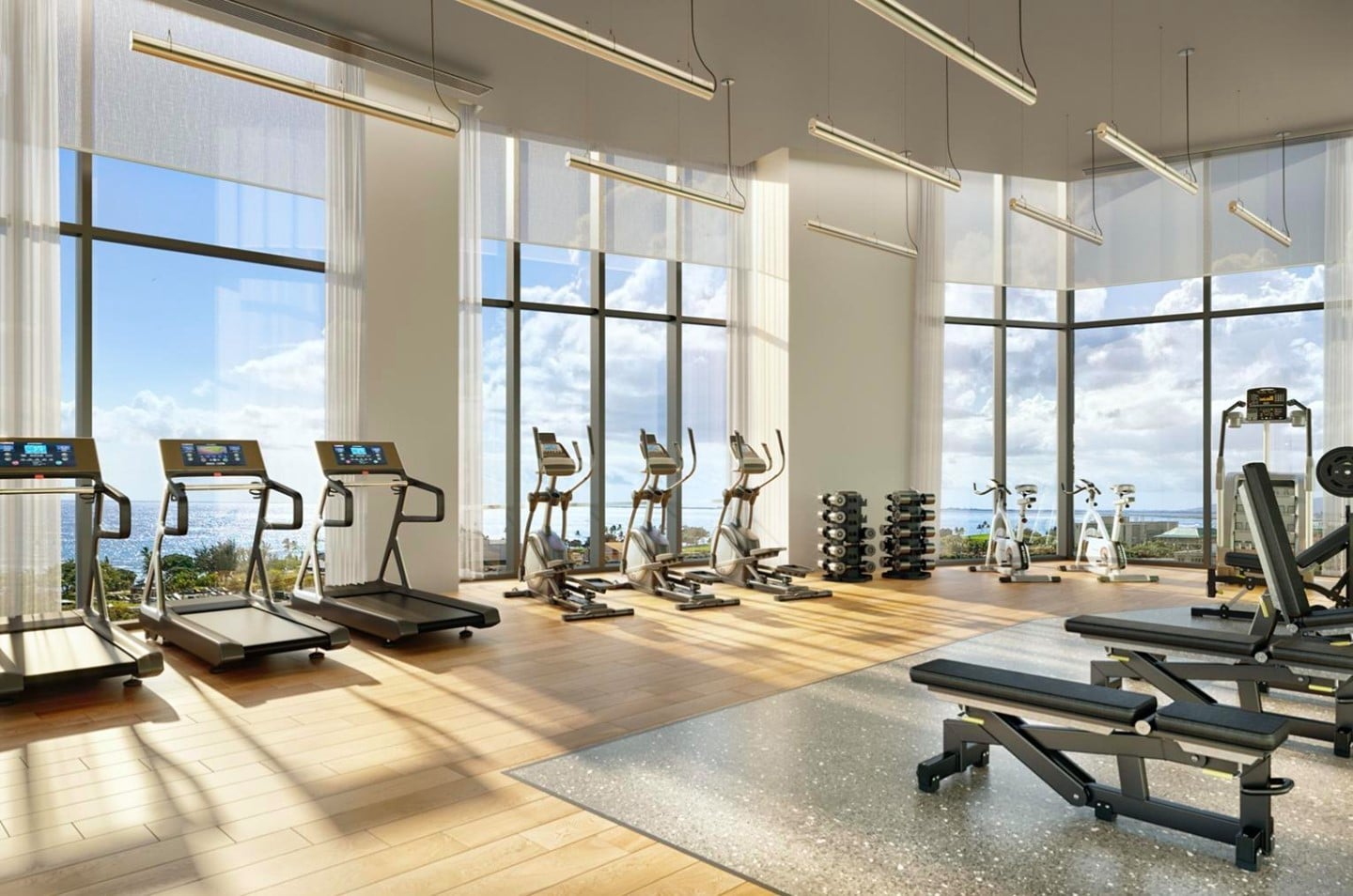 When you live at Kōʻula, you can expect workouts with a view. The indoor fitness center features beautiful ocean views, while a dedicated outdoor fitness pavilion allows you to enjoy the tradewinds.