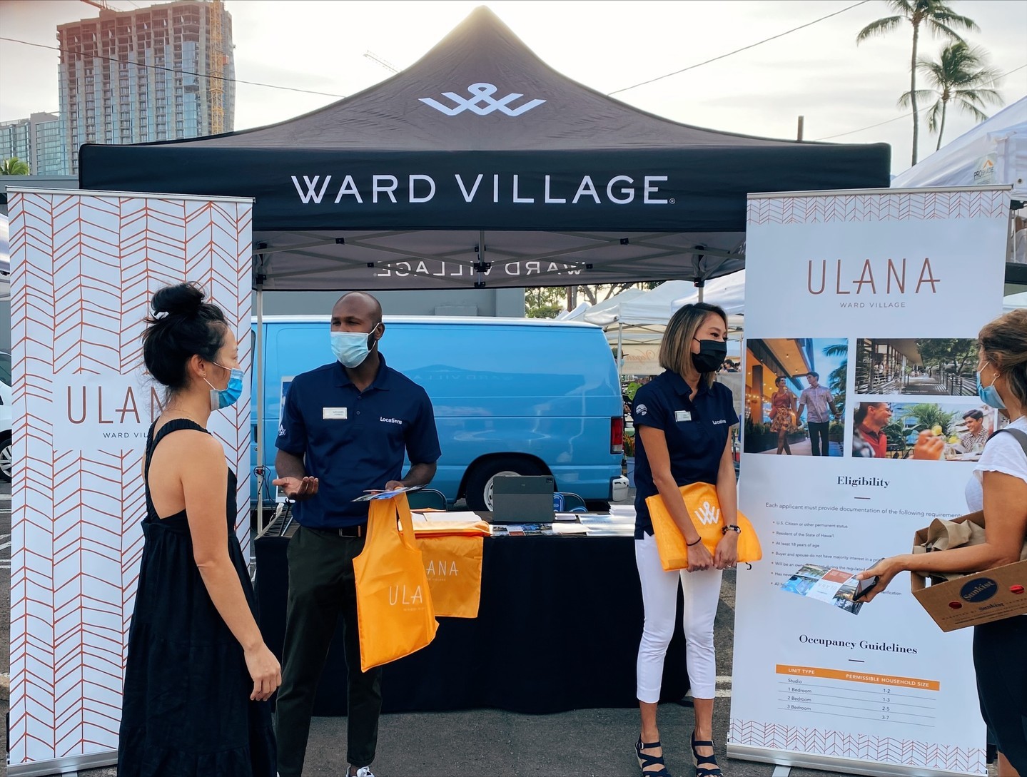 Mahalo to everyone who stopped by to say hi last weekend! The Ulana Ward Village team will be at the Kaka‘ako Farmers Market again this Saturday, November 20. Pick up an application and learn more about this exciting reserved housing opportunity coming to the neighborhood. Just look for the orange Ulana bags! They also come in handy as your shop the market for fresh produce, tropical flowers and locally-made treats. This reserved housing offering is available to Hawai‘i homebuyers who meet HCDA reserved housing criteria, with residences priced from $271,000 to $717,400.