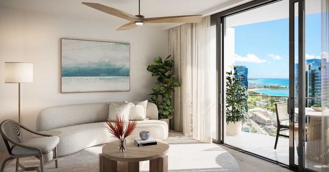 At Kōʻula, living areas are bathed in natural light with floor-to-ceiling windows that artfully frame Hawaiʻi’s picturesque surroundings. Click the link in our bio to learn more about these exceptional residences opening in Fall 2022.
