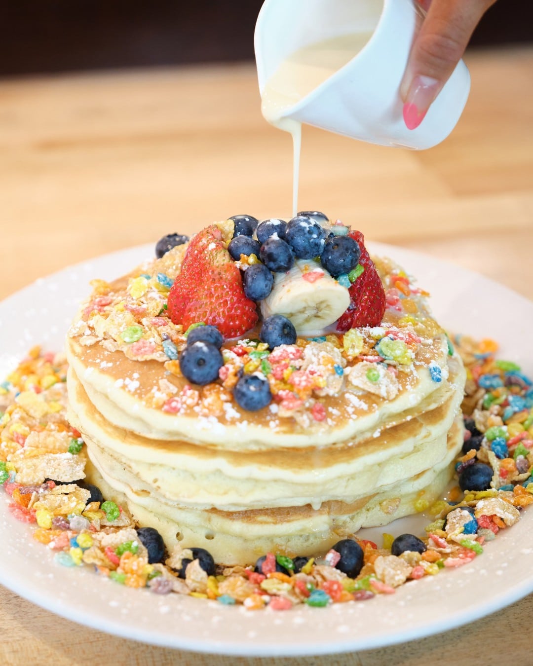 Celebrate #NationalPancakeDay at South Shore Market’s @scratchkitchenhi, famous for its nostalgic Milk N’ Cereal Pancakes with Milk Syrup and a variety of other unique brunch favorites!