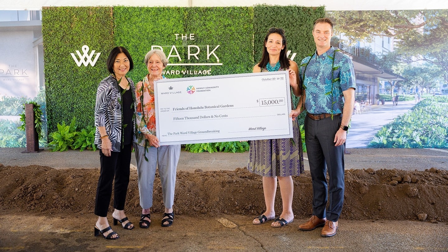 Ward Village is committed to preserving green and open spaces for our community. In honor of the groundbreaking at The Park Ward Village, we gifted $15,000 to the Friends of Honolulu Botanical Gardens, empowering its efforts to serve the city’s botanical gardens system, conserving plants, advancing research and education. Learn more about their mission at the link in our bio.