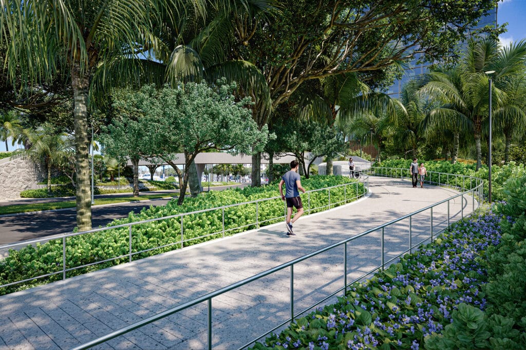 Rendering walkway street view