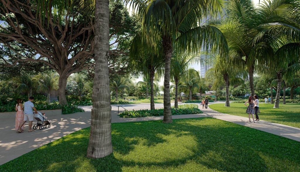 Rendering walkway street view