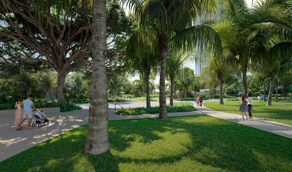 Rendering walkway street view